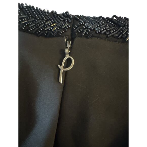 Pamella Roland Beaded Neckline Sheath Dress | Black Silver Geometric | Sz 6 NWT - Picture 5 of 8